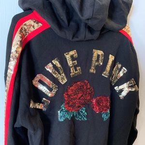 PINK Victoria’s Secret Bling Rose Lace-Up Pullover